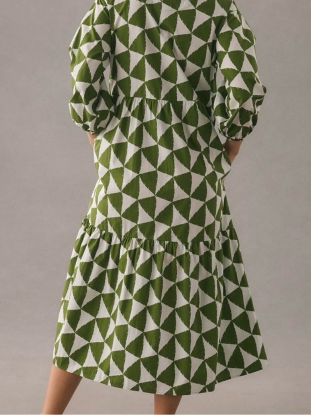 Maeve Green and White Geometric Midi Dress - Picture 3 of 6